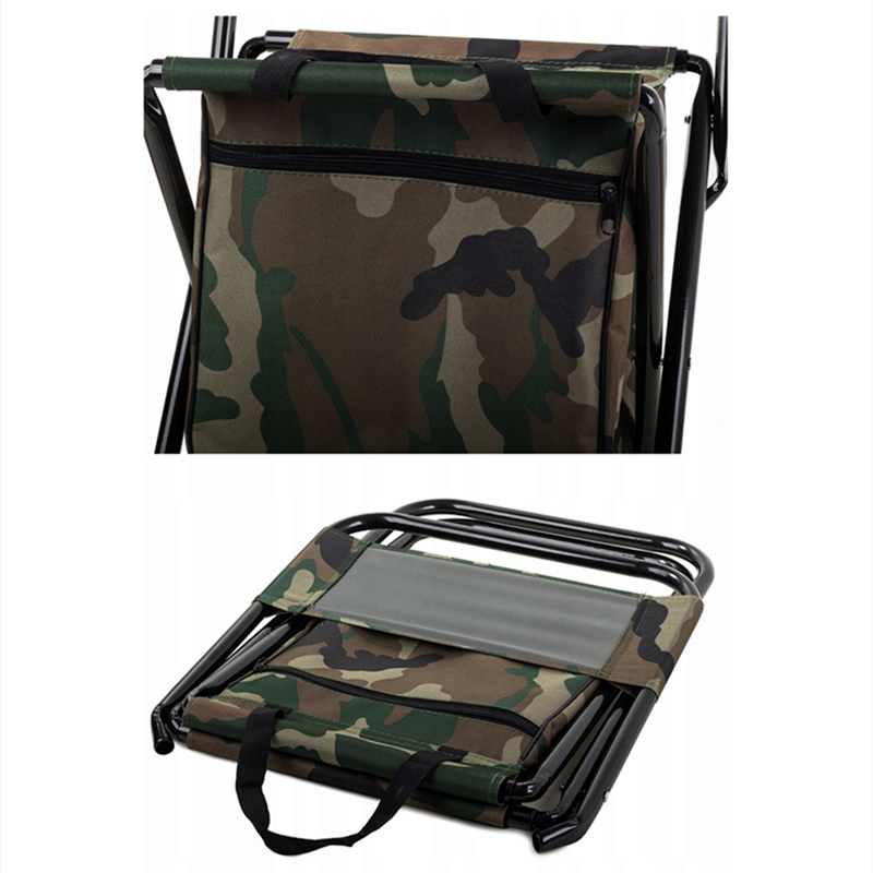 Outdoor Portable Fishing Stool with Storage Bag Folding Chair Camping Light Back Stool