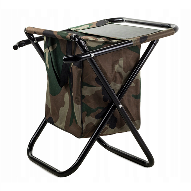 Outdoor Portable Fishing Stool with Storage Bag Folding Chair Camping Light Back Stool