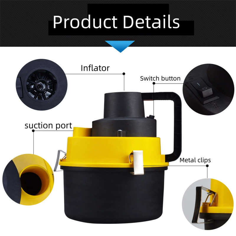 12V Multifunctional Portable Wet and Dry Mini Vacuum Cleaner for Car Boat Camping Tent