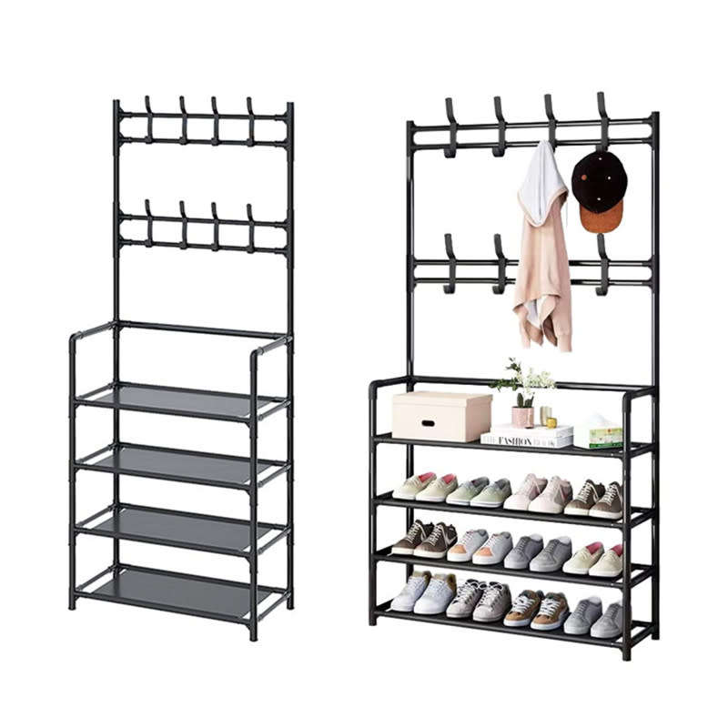 Coat Rack Shoe Rack 3-in-1 Metal Storage Rack Design for Your Hallway