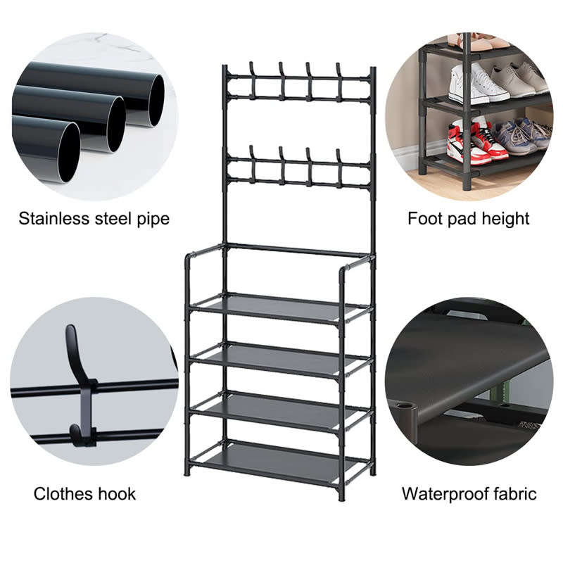 Coat Rack Shoe Rack 3-in-1 Metal Storage Rack Design for Your Hallway
