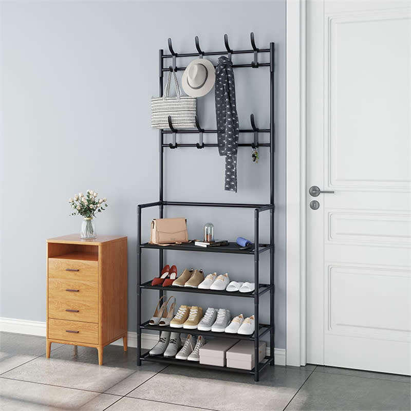 Coat Rack Shoe Rack 3-in-1 Metal Storage Rack Design for Your Hallway