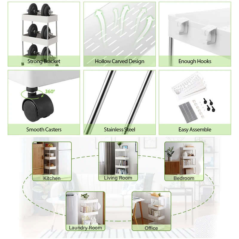 4-layer Bathroom Rack Practical Storage Floor Rack Detachable Mobile Storage Rack Trolley