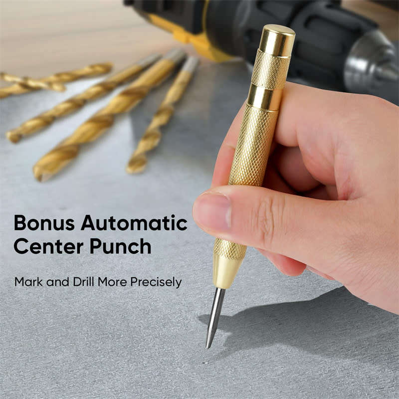 99 Pcs Twisted Metal Tools HSS 135° Tip Titanium Coated Twist Drill Bits Set with Storage Box