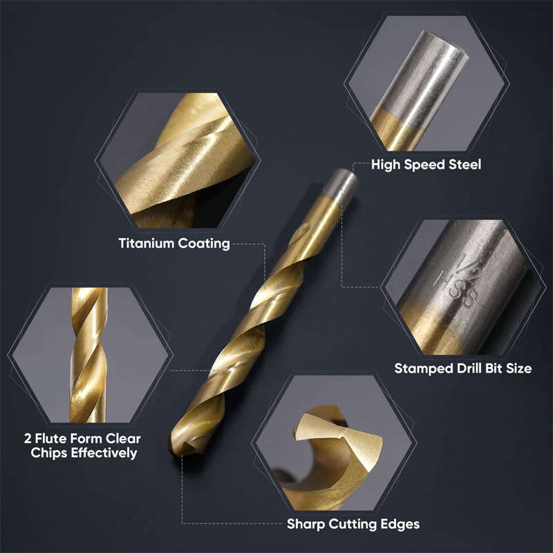 99 Pcs Twisted Metal Tools HSS 135° Tip Titanium Coated Twist Drill Bits Set with Storage Box