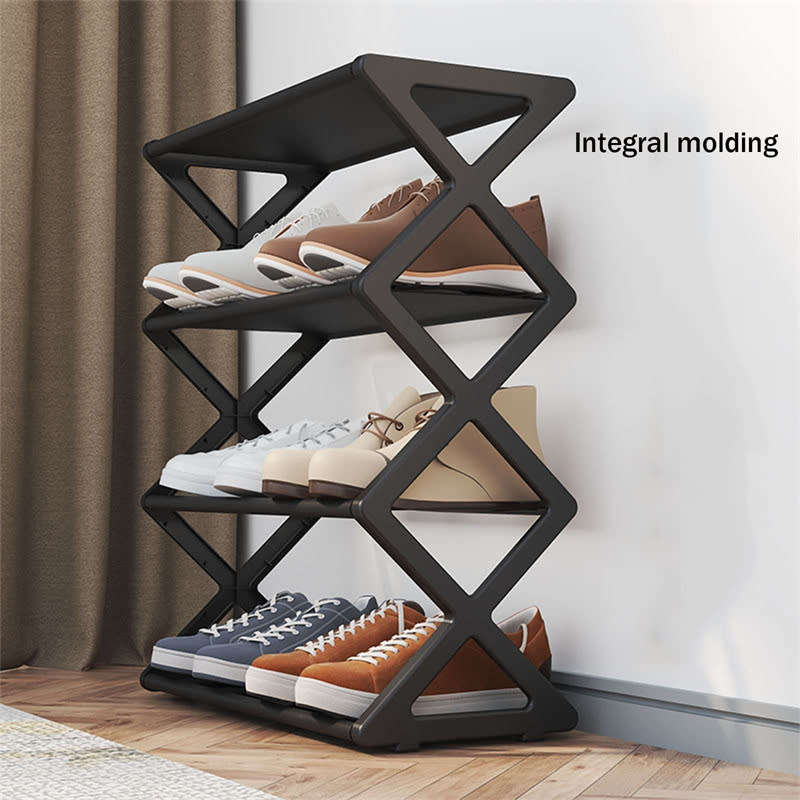 Five-Layer X-Shaped Foldable Plastic Shoe Rack Organizer