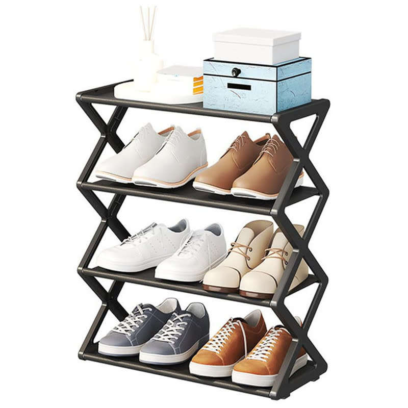 Five-Layer X-Shaped Foldable Plastic Shoe Rack Organizer