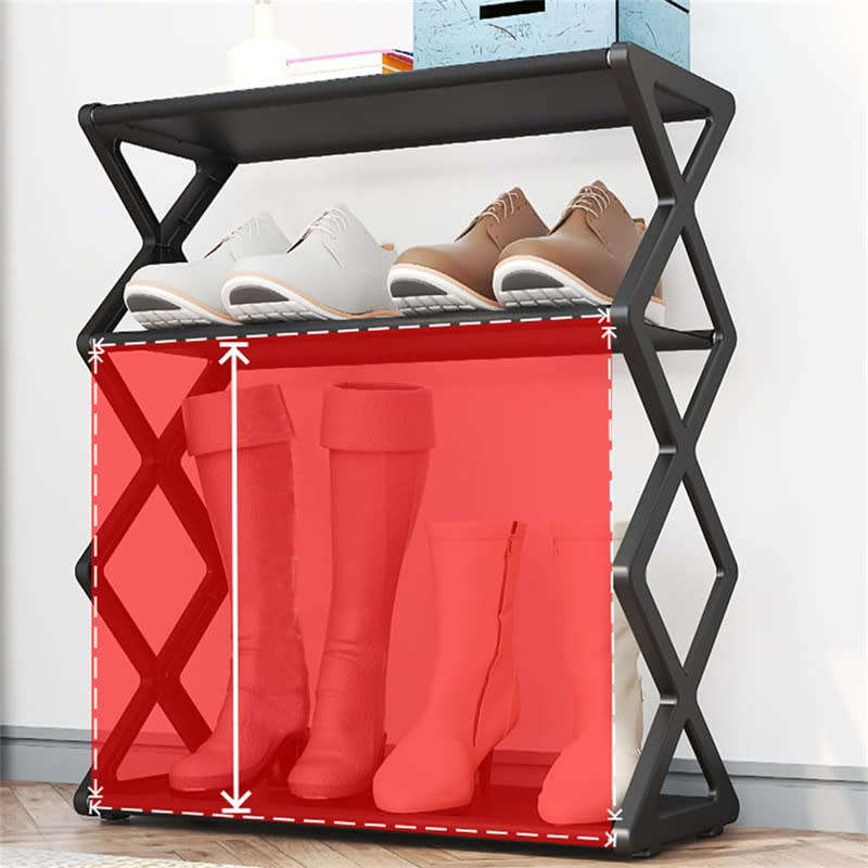 Five-Layer X-Shaped Foldable Plastic Shoe Rack Organizer