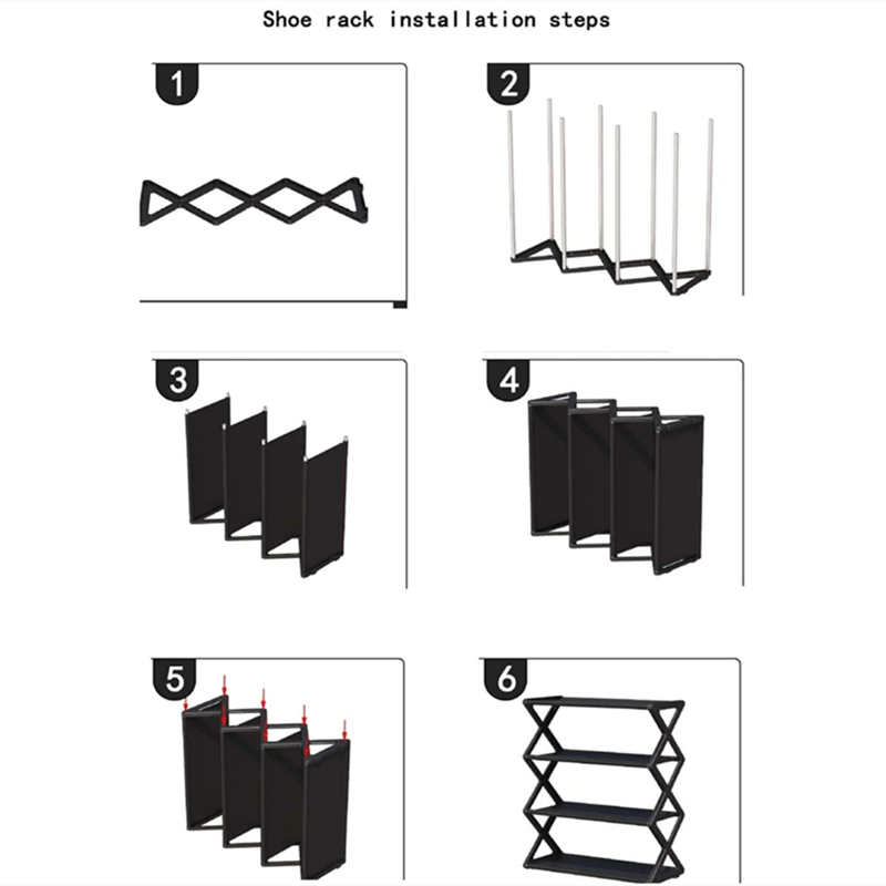 Five-Layer X-Shaped Foldable Plastic Shoe Rack Organizer