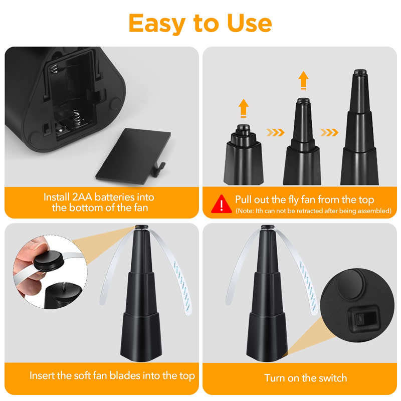 1 Pcs Fly Fan for Dining Table with Holographic Blades to Repel Flies