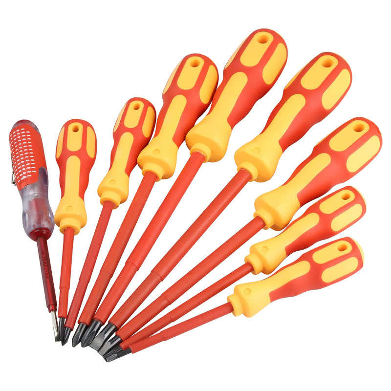 9-Piece 1000V Insulated Electrician Magnetic Screwdriver Set with 1 Test Pen