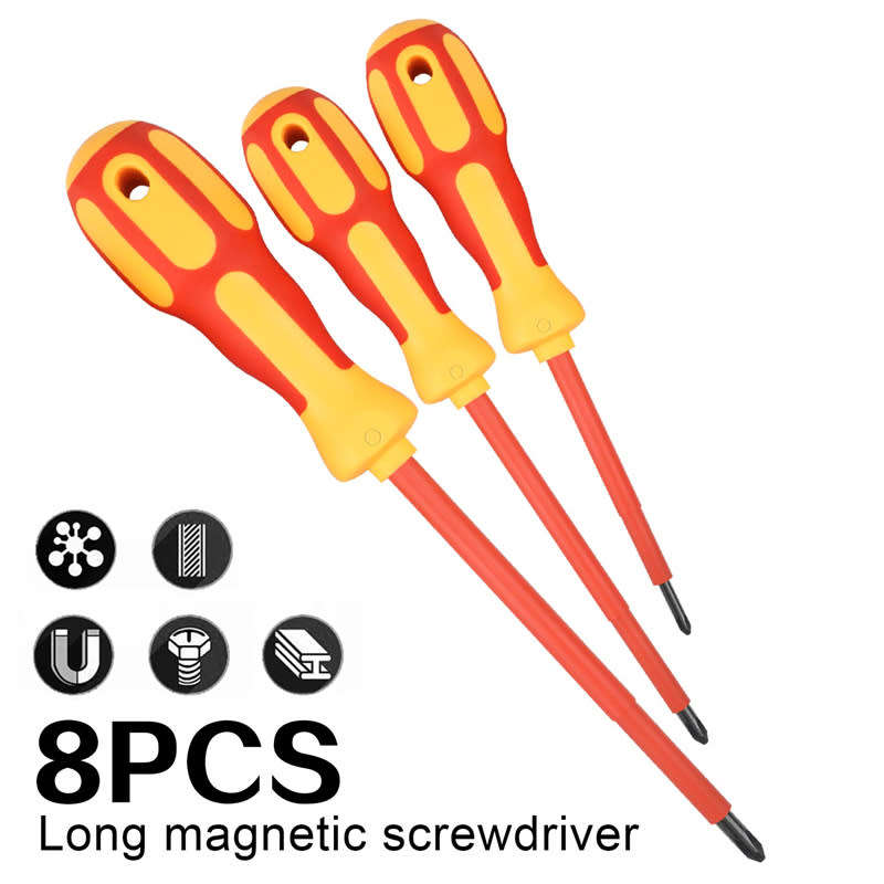 9-Piece 1000V Insulated Electrician Magnetic Screwdriver Set with 1 Test Pen