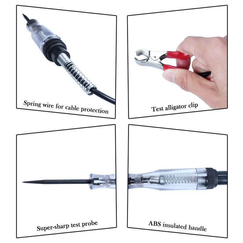 6v 12v 24v DC Electrical Indicator System Circuit Tester Long Probe Continuity Test