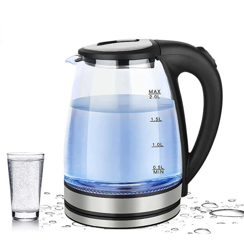 2L Stainless Steel Electric Kettle with LED Light Glass Hot Water Kettle