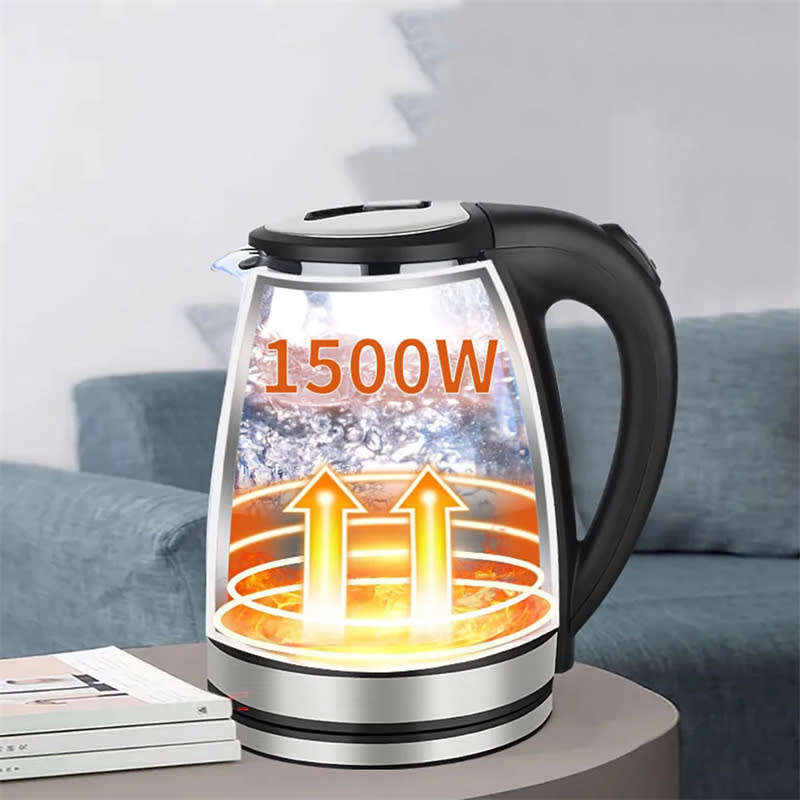 2L Stainless Steel Electric Kettle with LED Light Glass Hot Water Kettle