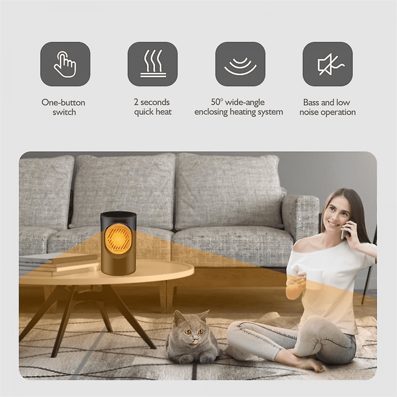 Electric Heater Smart Portable Desktop Fan Heater Touch Screen Winter Heater