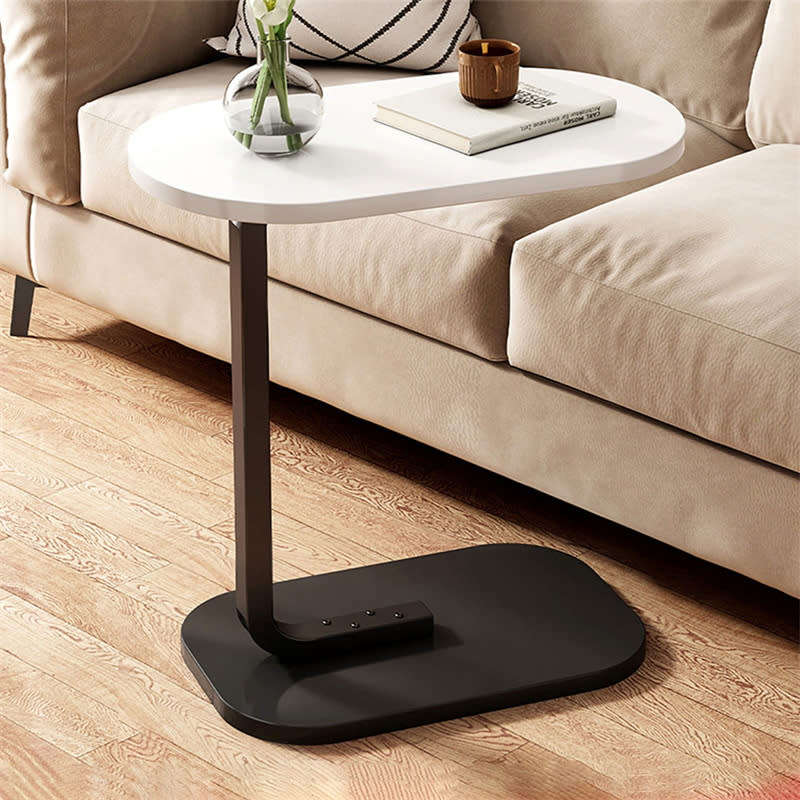 Convenient C Shape Wood Coffee Table Side Table with Metal Frame