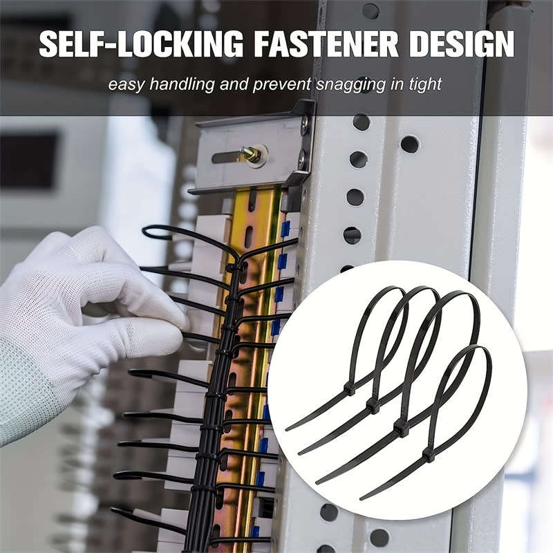 200 PCS Self-Locking Plastic Nylon Zipper Ties, Multipurpose Cable Management Ties