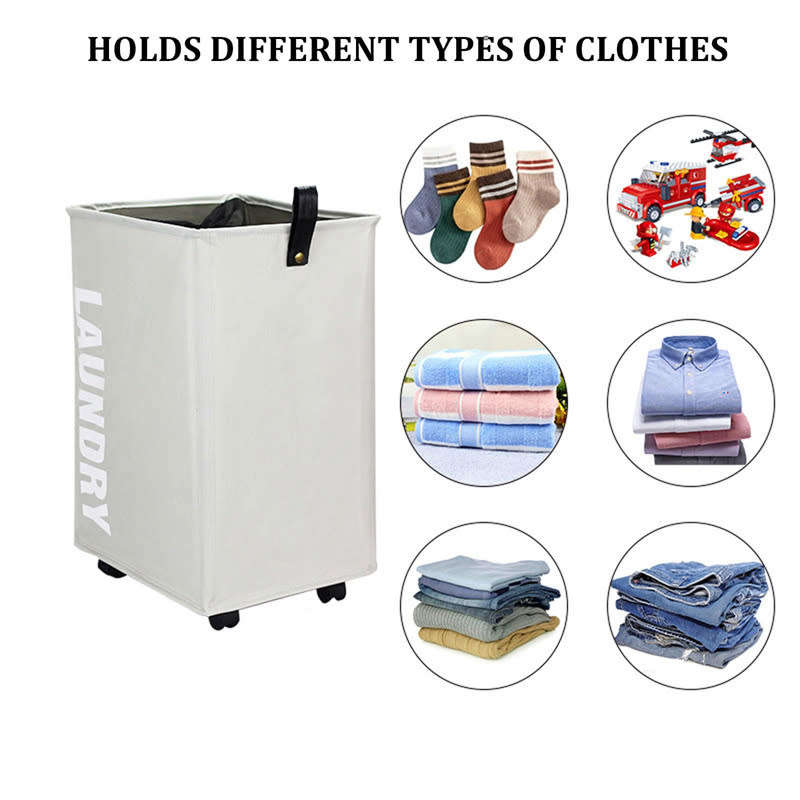 Foldable Laundry Basket with 360° Rolling Wheels, Dustproof Breathable Mesh Lined Laundry Basket