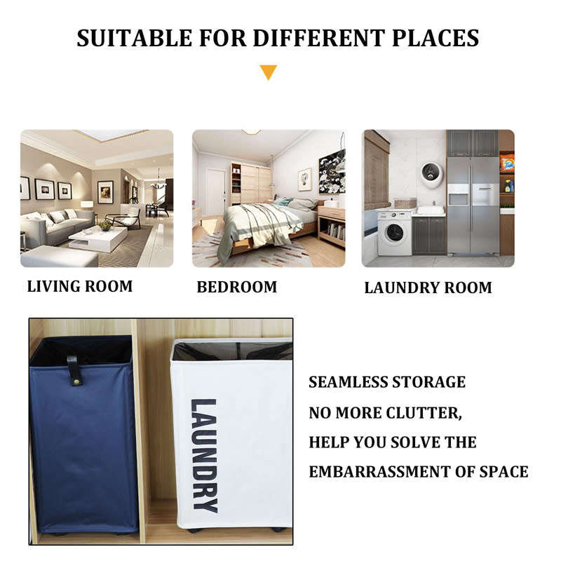 Foldable Laundry Basket with 360° Rolling Wheels, Dustproof Breathable Mesh Lined Laundry Basket