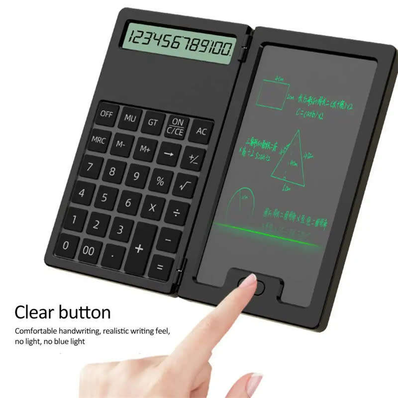 Mini Foldable 12-digit Scientific Calculator with 5-inch LCD Notepad and Stylus
