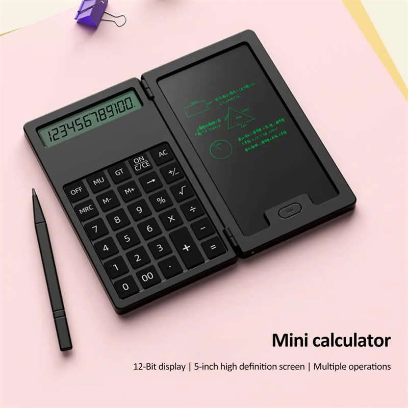 Mini Foldable 12-digit Scientific Calculator with 5-inch LCD Notepad and Stylus