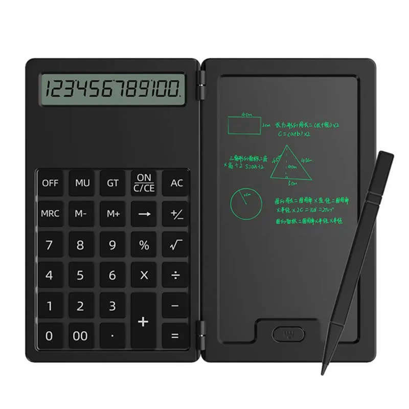 Mini Foldable 12-digit Scientific Calculator with 5-inch LCD Notepad and Stylus