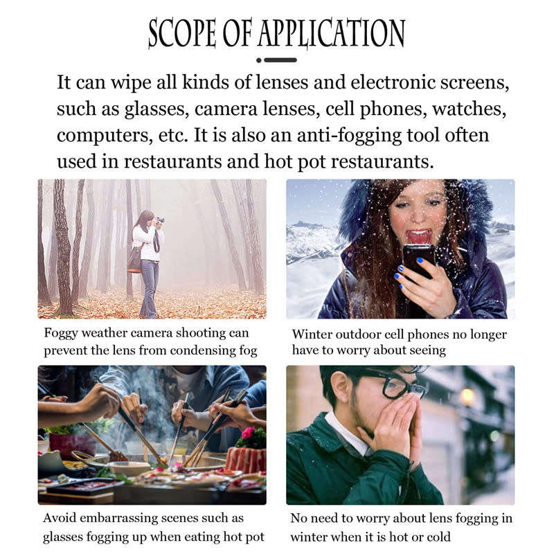 Glasses Anti-Fog Wipes, Pre-Moistened Lens & Screen Cleaning Wipes 100 Pack