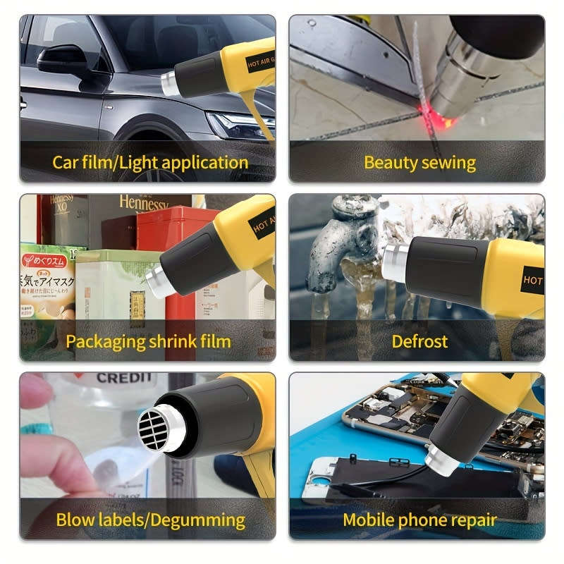 Industrial Grade 2000W Handheld Heat Gun with Dual Temperature Settings, EU Plug