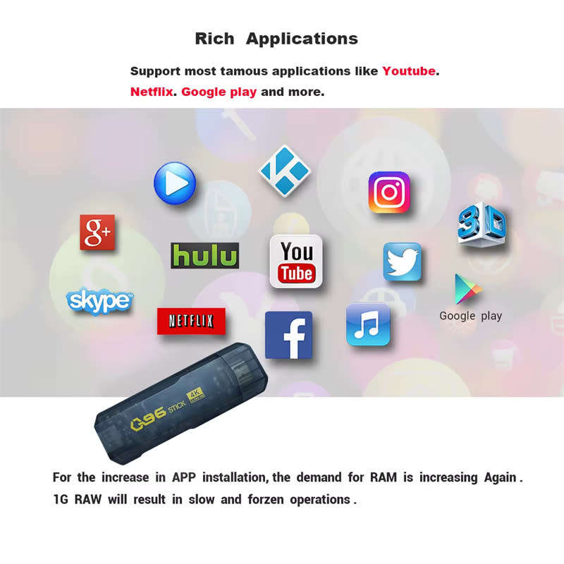 Android 8GB + 128GB Quad Core TV Stick Smart 4K HD Set Top Box Home Theater Dongle