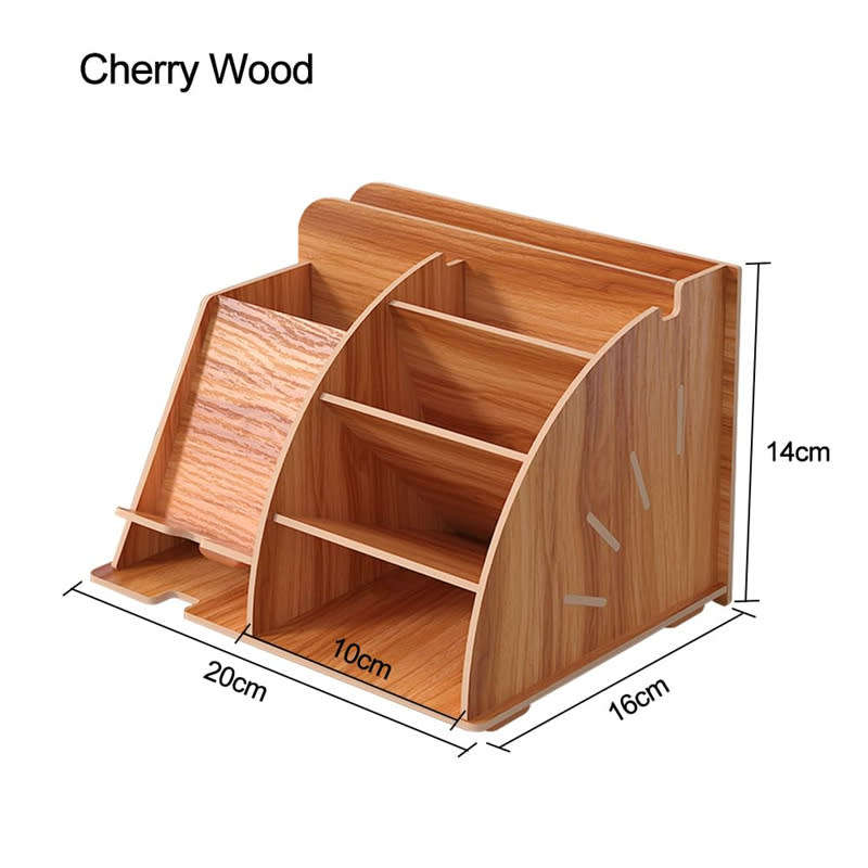 Multifunctional DIY Wooden Desk Storage Box with Cell Phone Dock, Desk Pen Storage Box