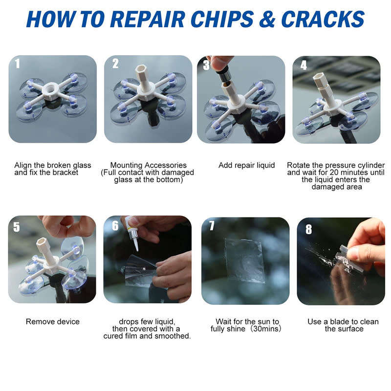 Car Window Glass Windshield Scratches, Chips, Cracks Repair Tool Kit