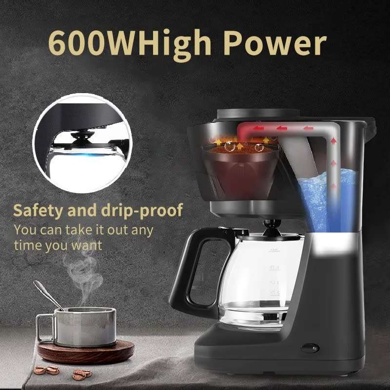 Electric Coffee Maker with Auto Pause Function Small Home Office Coffee Maker with Pot