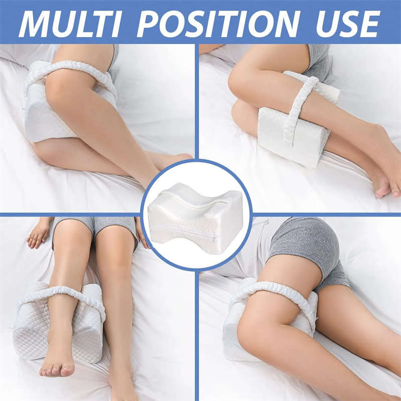 Side Sleeper Knee Pillow with Leg Straps, Memory Foam Leg Wedge Pillow Washable