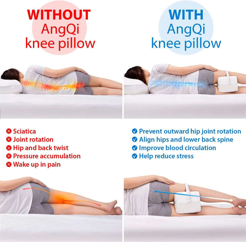 Side Sleeper Knee Pillow with Leg Straps, Memory Foam Leg Wedge Pillow Washable