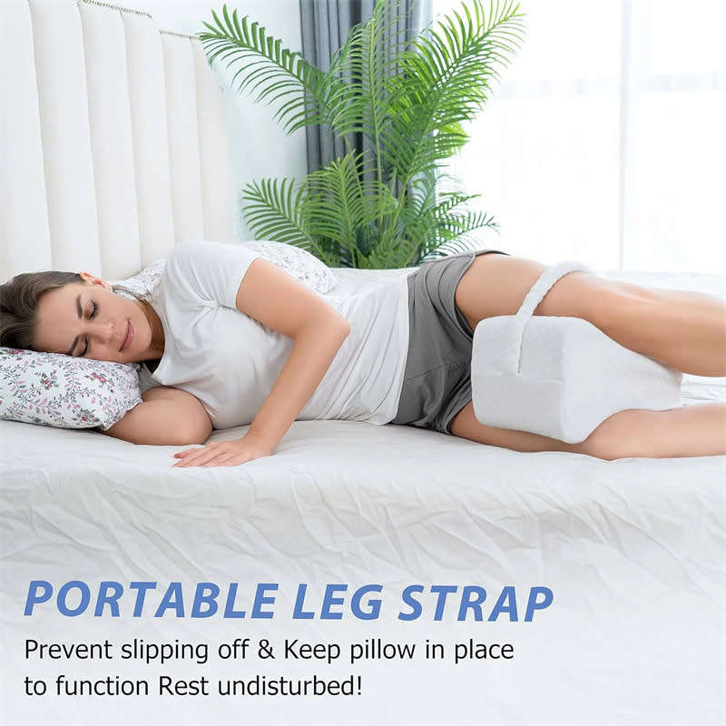 Side Sleeper Knee Pillow with Leg Straps, Memory Foam Leg Wedge Pillow Washable