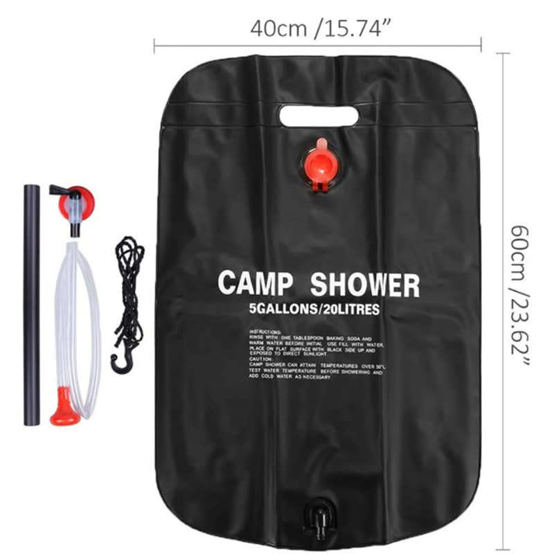 20L Portable Solar Heated Camping Shower Bag Outdoor Shower Water Bag