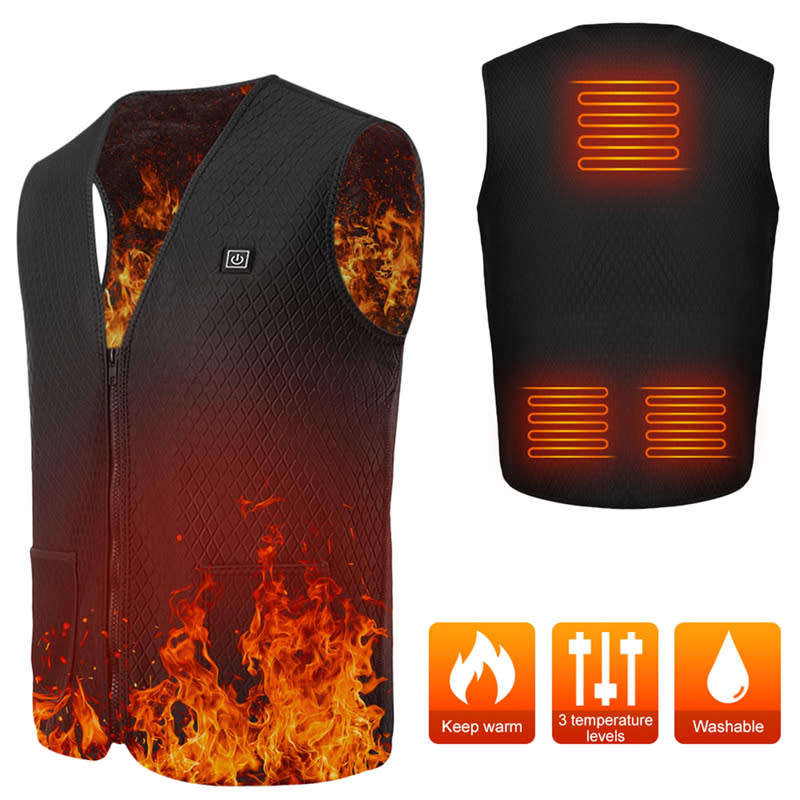 Electric Heated Vest Winter Warm Jacket USB Electric Heating 2XL