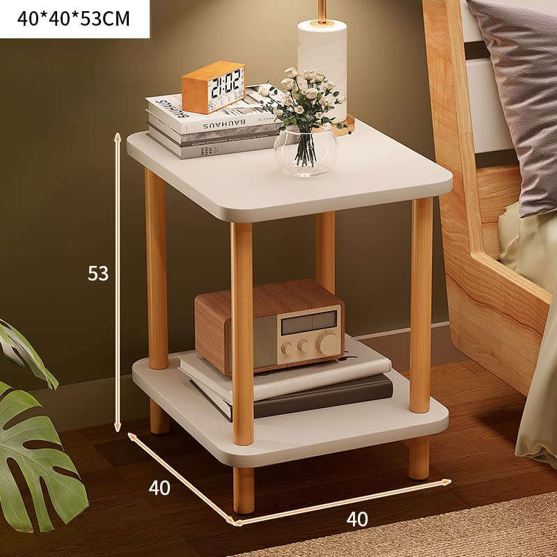 2-Tier Side Table Sofa Bed Side Table Bedroom Storage 40 x 40 x 53 cm