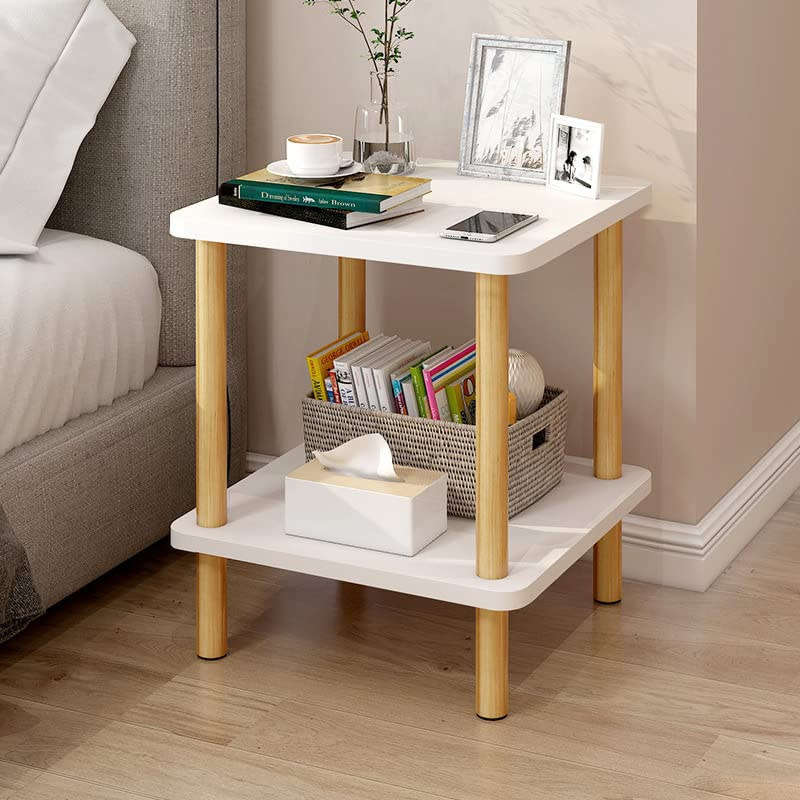 2-Tier Side Table Sofa Bed Side Table Bedroom Storage 40 x 40 x 53 cm