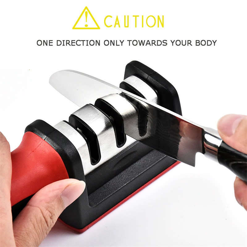 3 in 1 Knife and Scissors Sharpener with Non-slip Handle Suitable for All Kinds of Knives