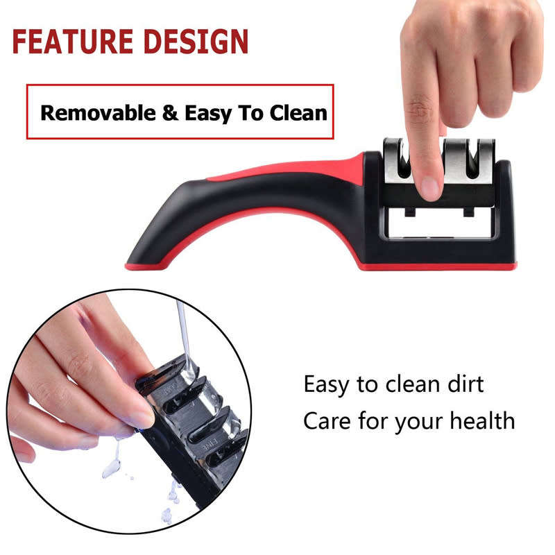 3 in 1 Knife and Scissors Sharpener with Non-slip Handle Suitable for All Kinds of Knives