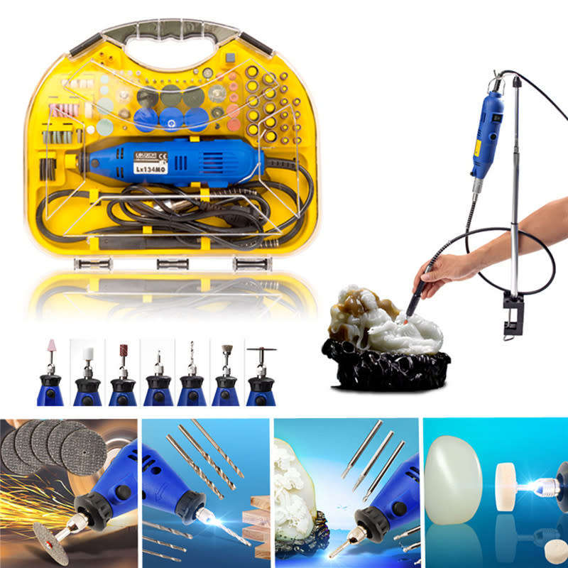 211 PCS Multifunctional Mini Variable Speed Polishing Machine DIY Electric Engraving Tool Set
