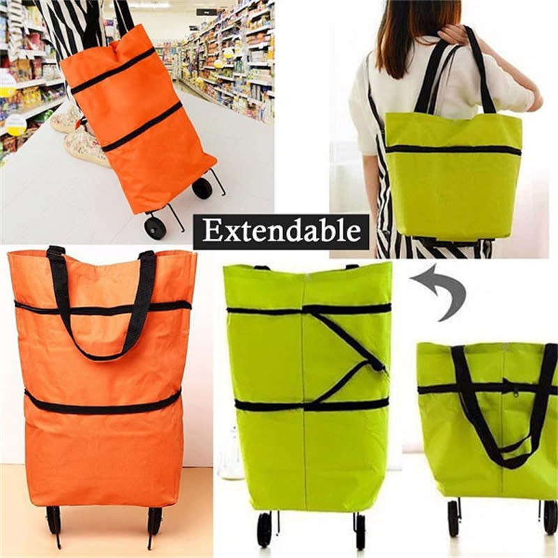 Reusable Shopping Trolley Wheels Foldable Travel Duffel Bag with Wheels