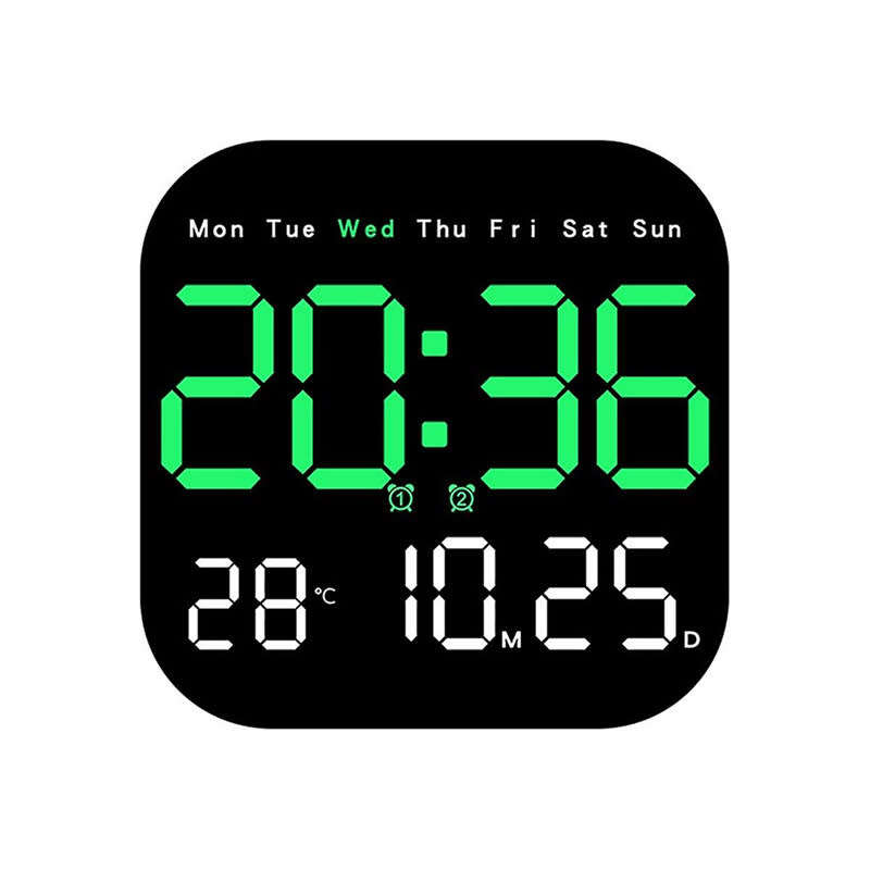LED Digital Wall Clock Electronic Alarm Clock Bedroom Desk Clock with Temperature Calendar