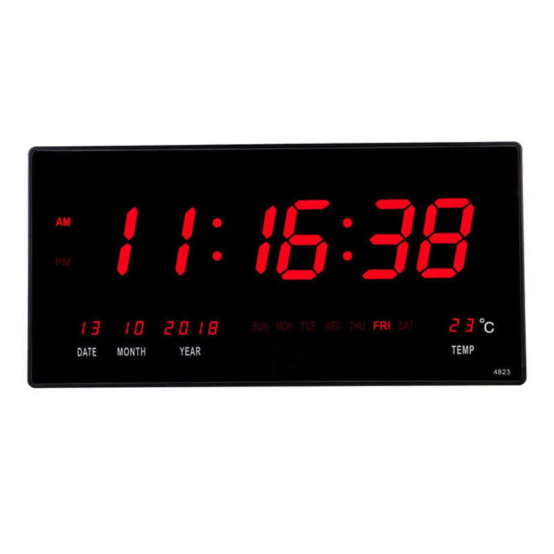 18.5 Inch Extra Large LED Digital Wall Clock/Calendar Large Display, Wall Mounted Desk Clock Timer