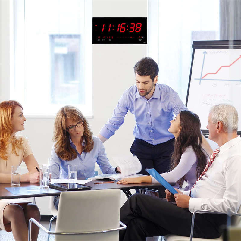 18.5 Inch Extra Large LED Digital Wall Clock/Calendar Large Display, Wall Mounted Desk Clock Timer