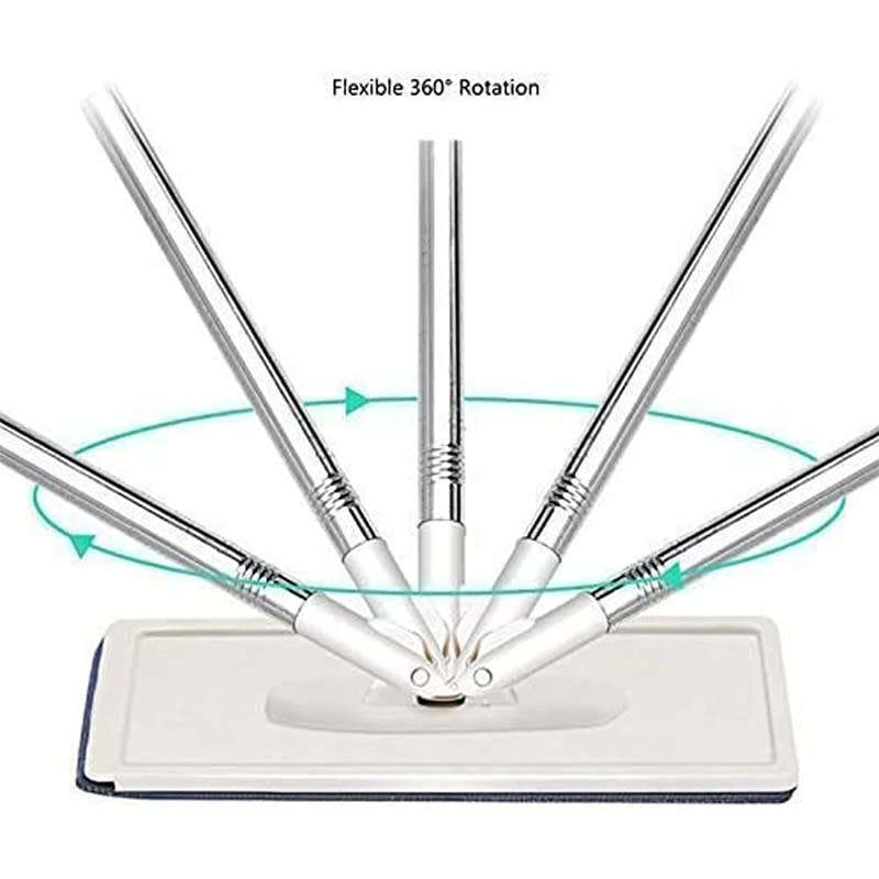 2 in 1 Scratch Cleaning Mop with Bucket Hands Free Microfiber Flat Magic Spin Mop 360° System