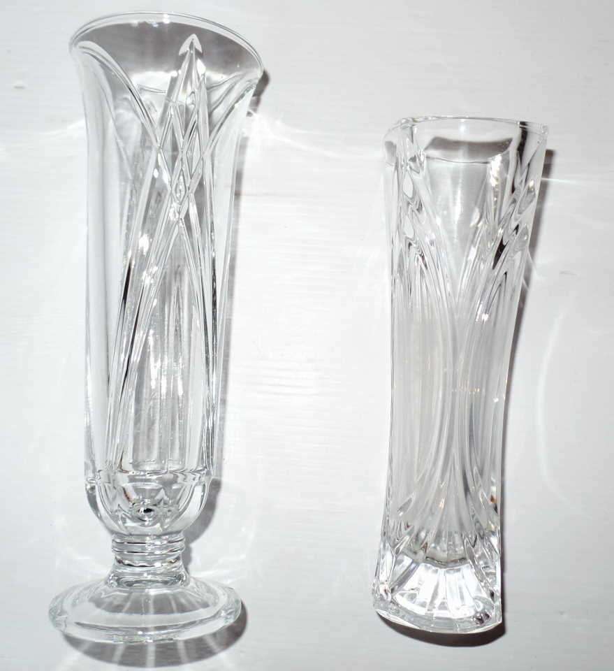 MOULDED GLASS VASES X 2