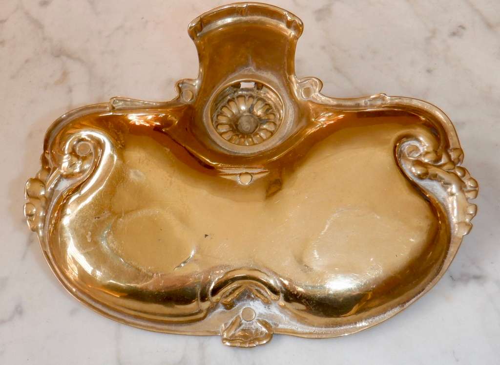 Art Nouveau brass inkstand